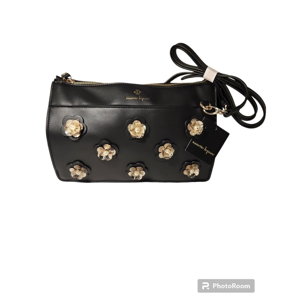 NWT Nanette Lepore Black Crossbody Rosabel Top Zip Handbag